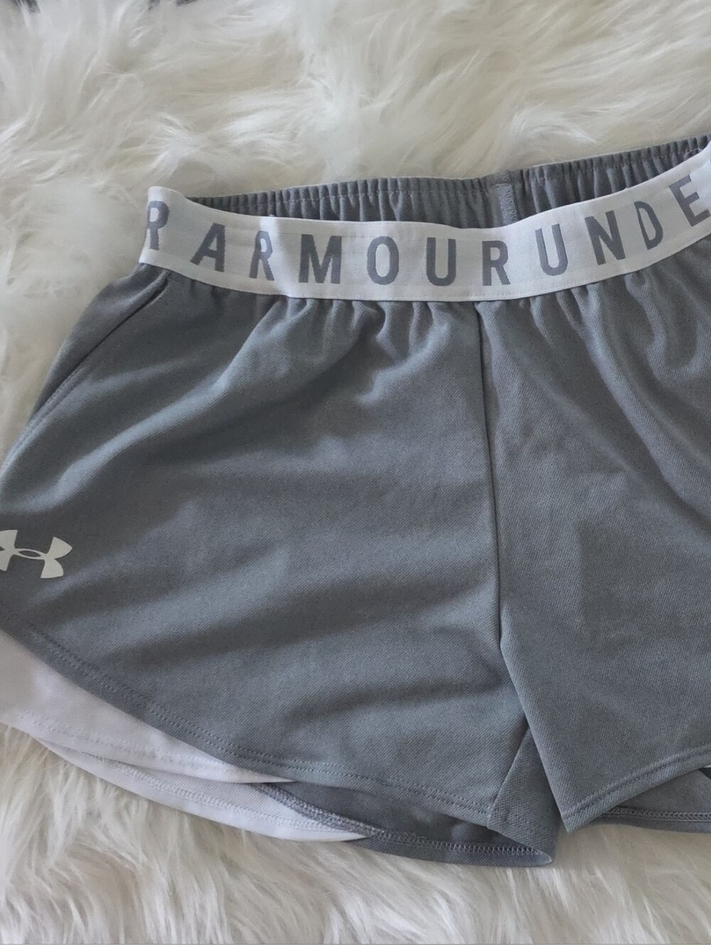 Under Armour Grey and White Women's Athletic Shorts